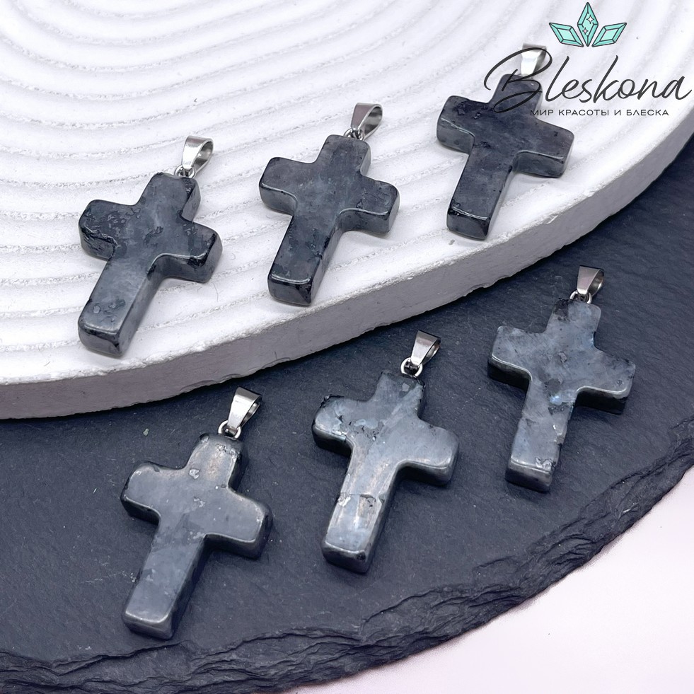 Подвеска крест Лабрадор, цвет серебро 28*18 мм