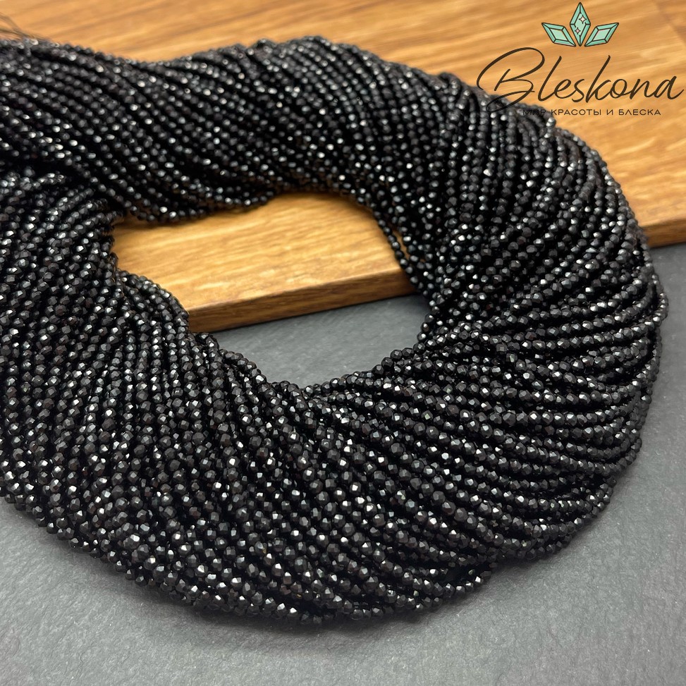 2 мм Бусины стекло черное алмазная огранка