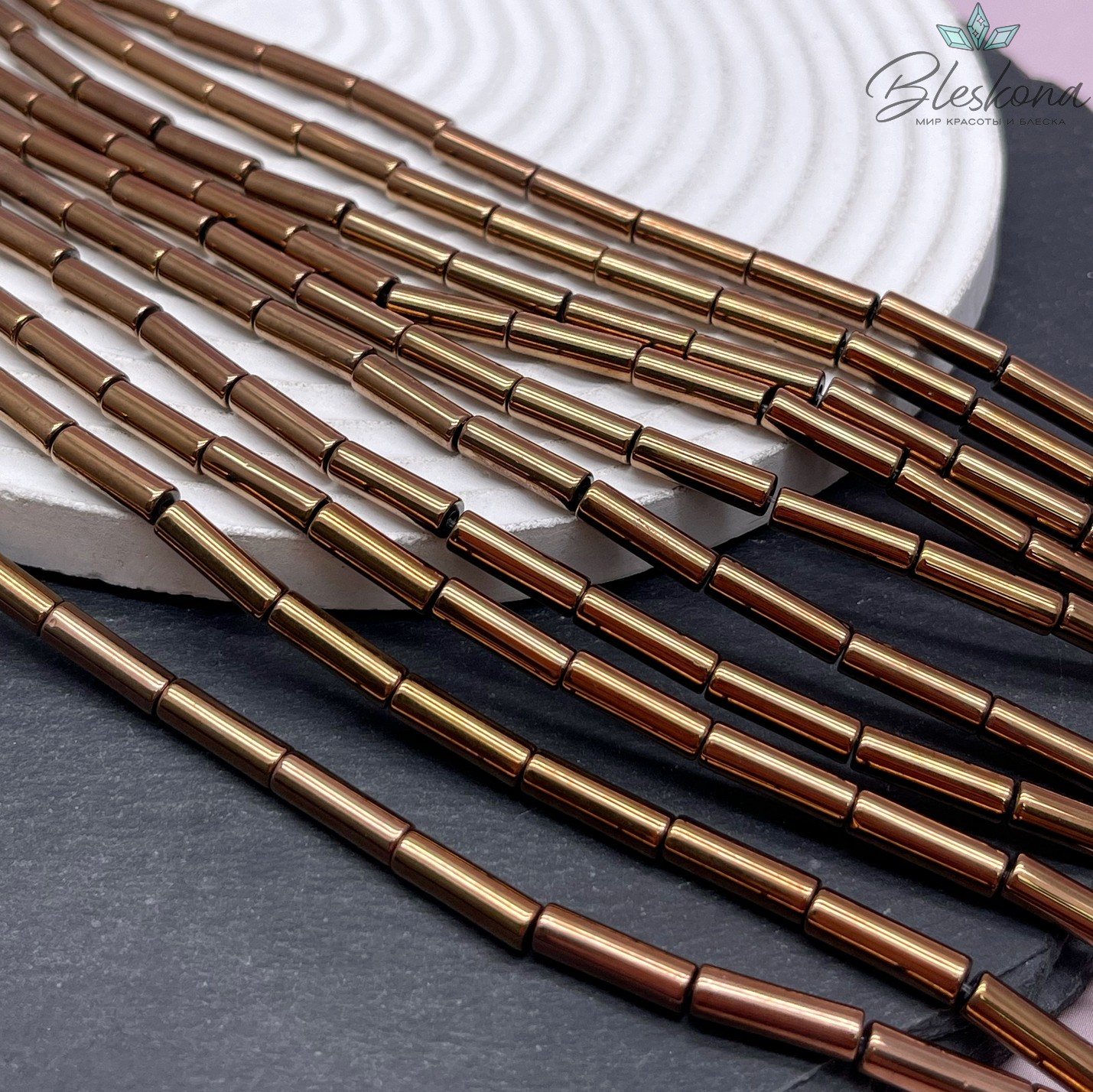 13*4 мм Гематин имитация, цвет коричневый трубочки №1