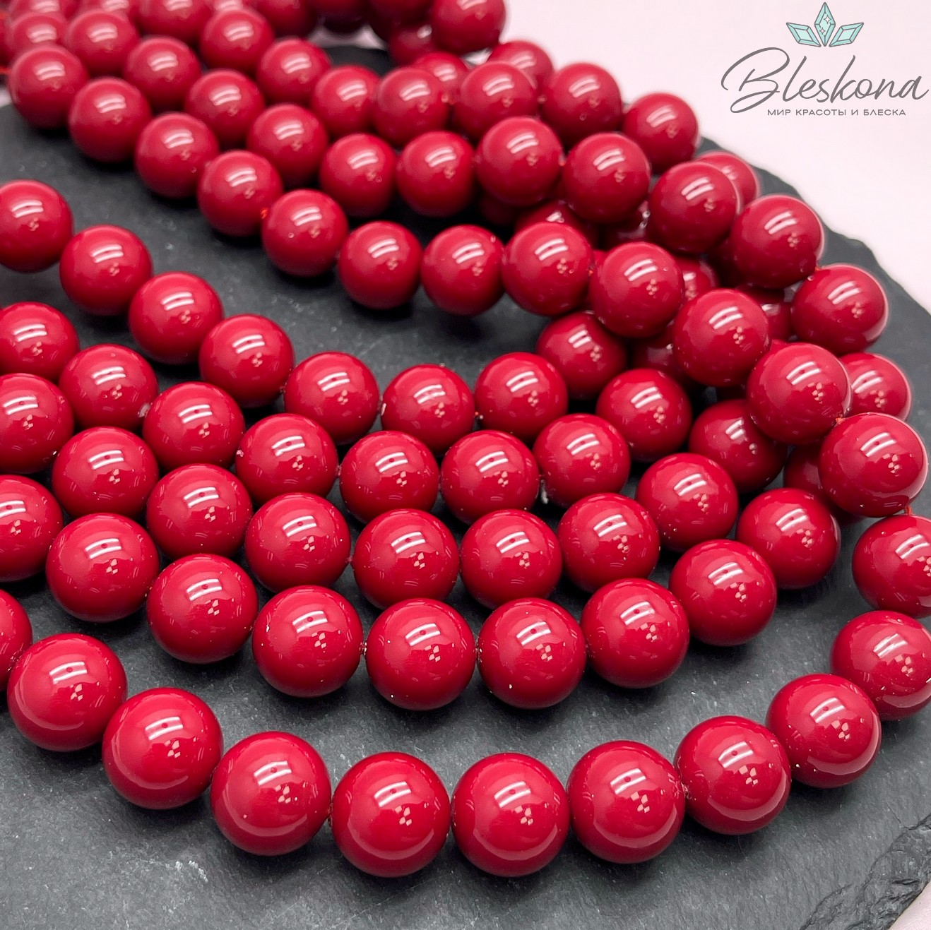 Жемчуг Майорка, цвет красная №1 14 мм 
