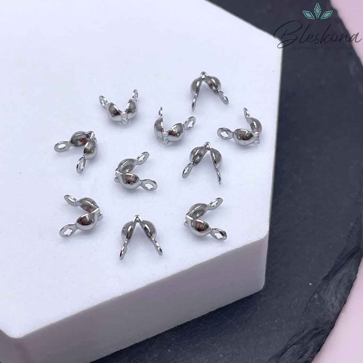 8*4 мм Цвет серебро, Каллоты двойное кольцо уп. 10 шт. 