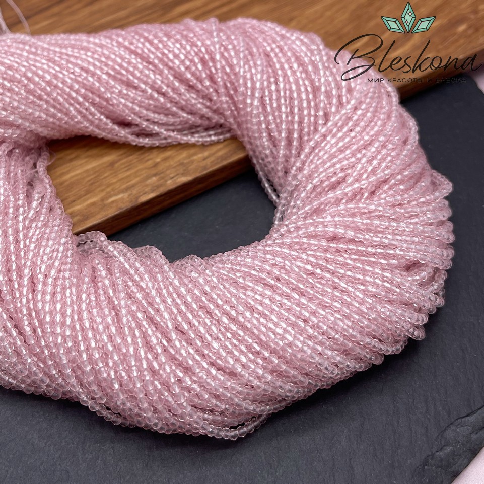 2 мм Бусины стекло светло-розовое алмазная огранка