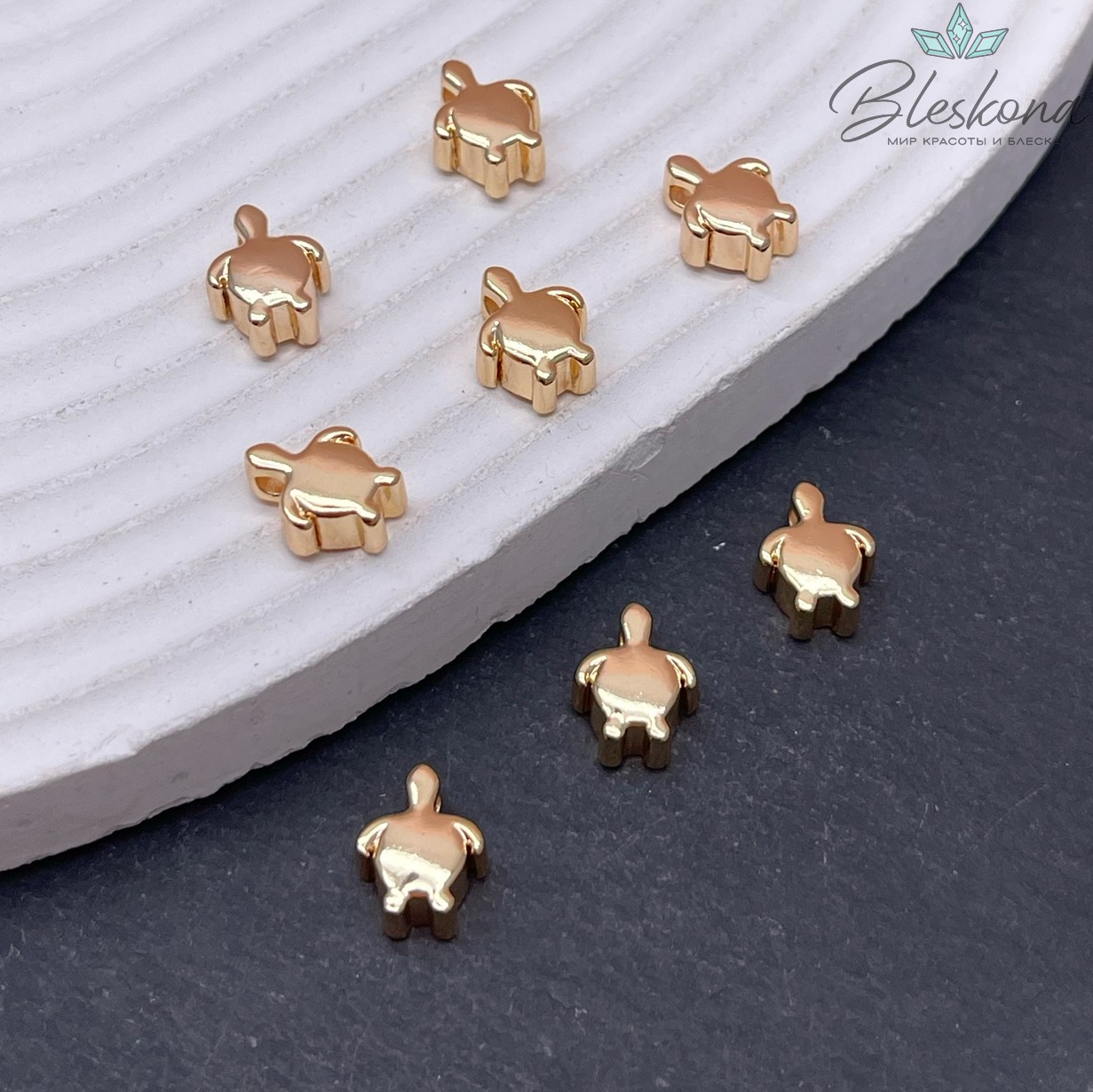 10*8 мм Цвет золото, Подвеска черепаха гладкая