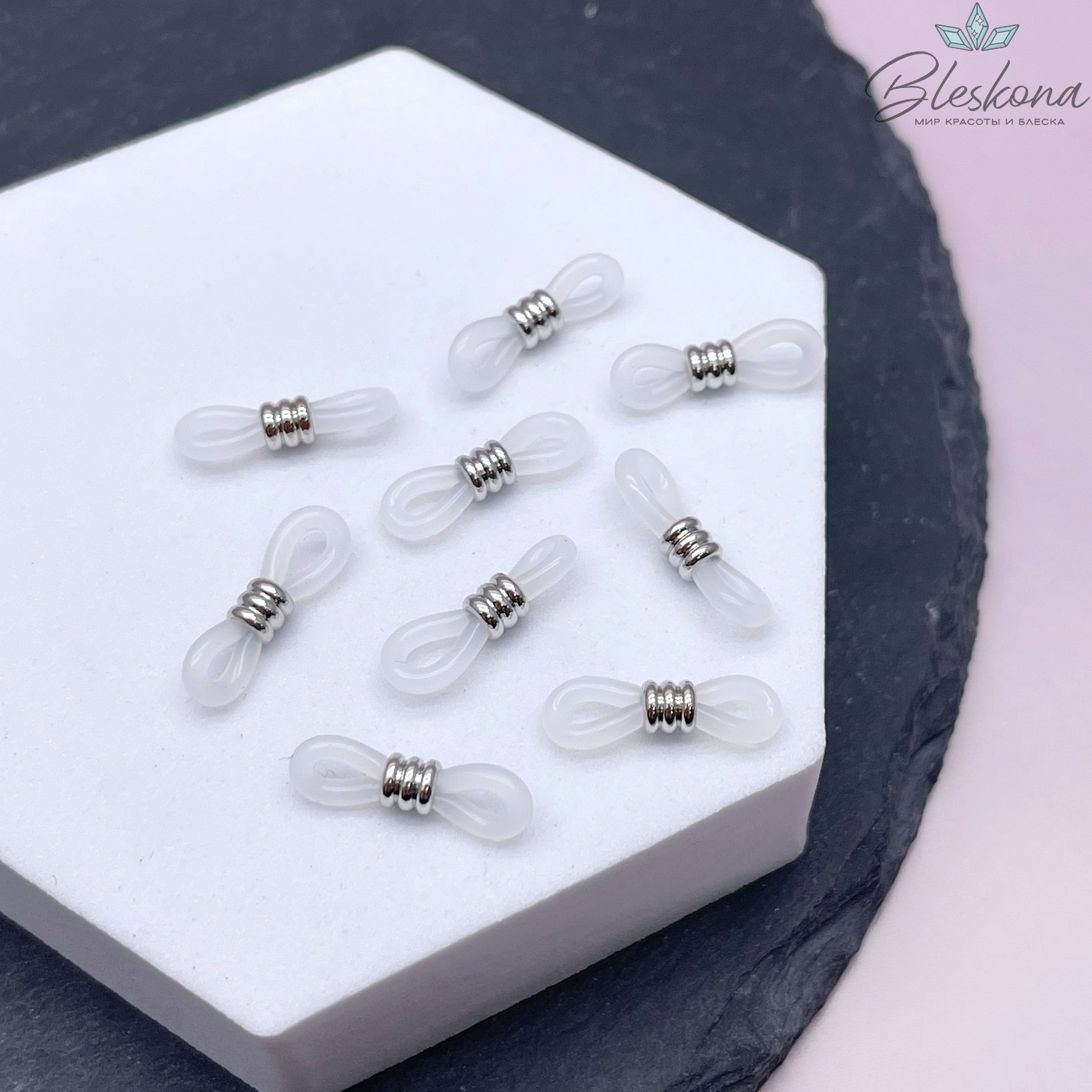 18 мм Цвет серебро, Держатель силиконовый белый