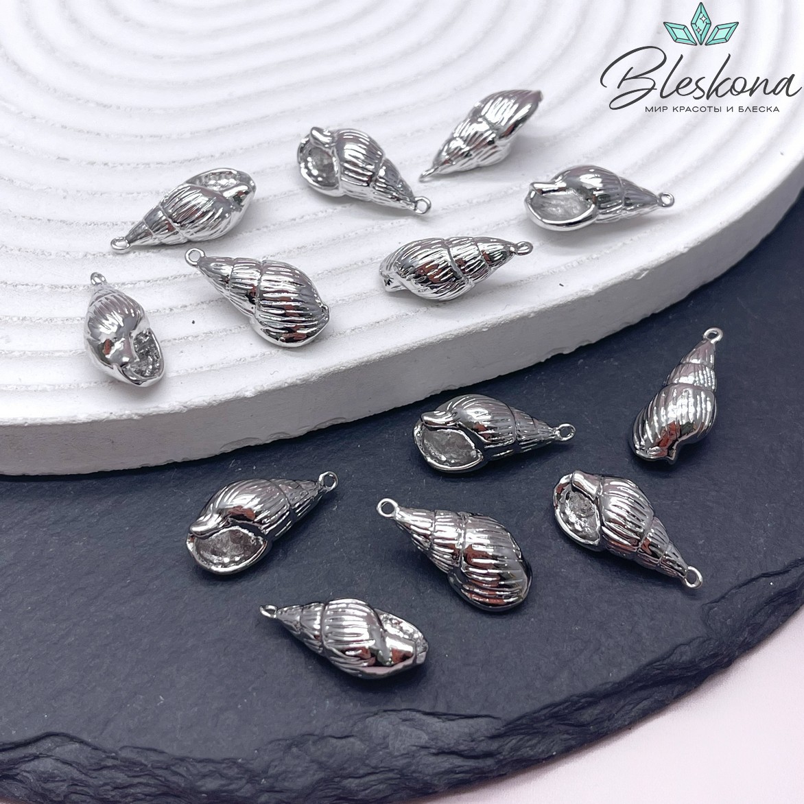 19*9 мм Цвет серебро, Подвеска ракушка 