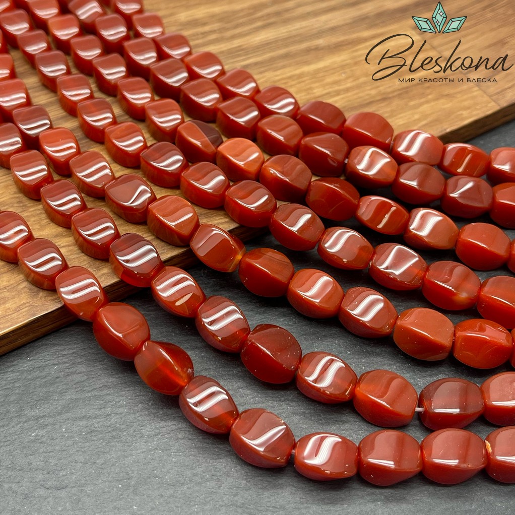 Сердолик №2 бочонок крученый 12*8 мм