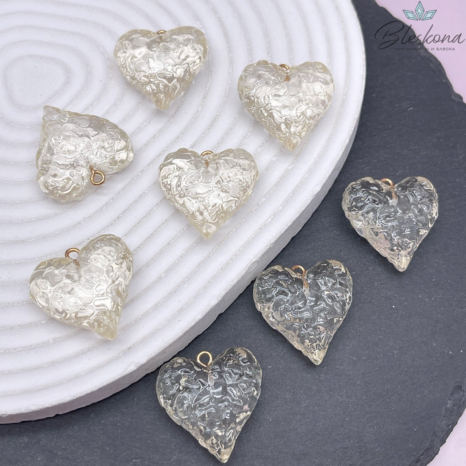 25,5*25 мм, Цвет золото, Подвеска Сердце прозрачное 