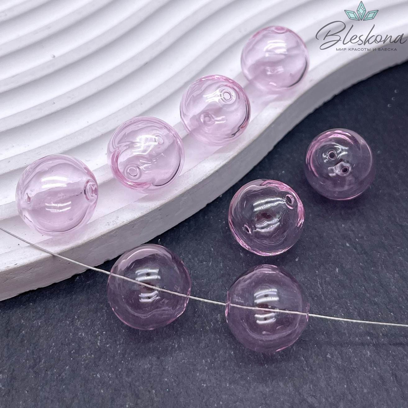 16 мм Бусина шар стекло розовое