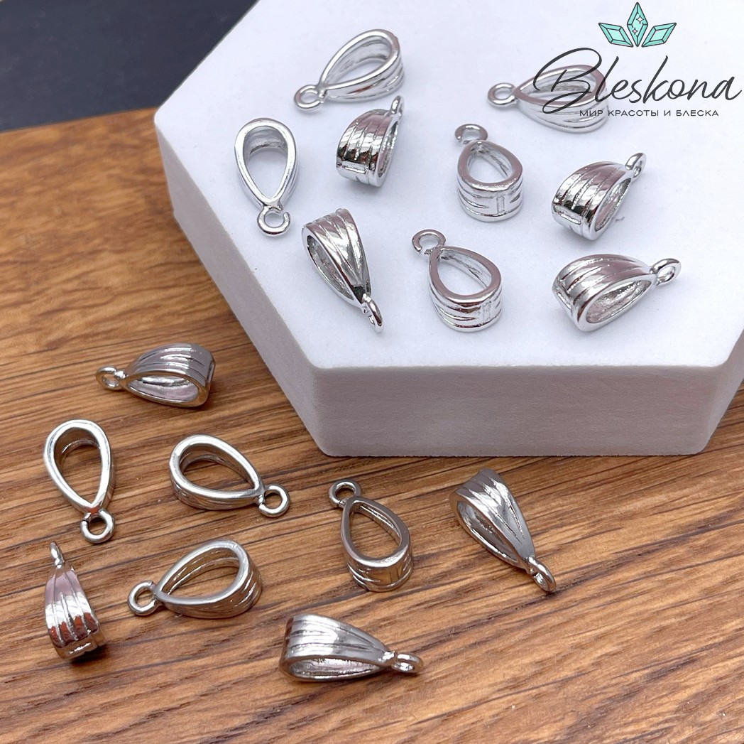 15,5*5 мм Цвет серебро, Бейл капля полосы разъемное кольцо 
