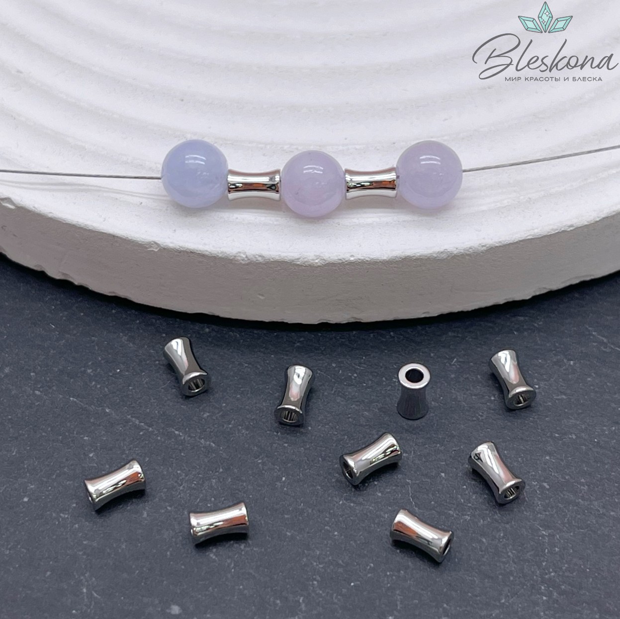 5*3 мм Цвет серебро, Бусина песочные часы