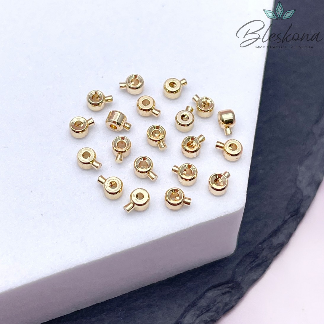 3 мм Цвет золото, Кримпы One Touch Люкс уп.10 шт.