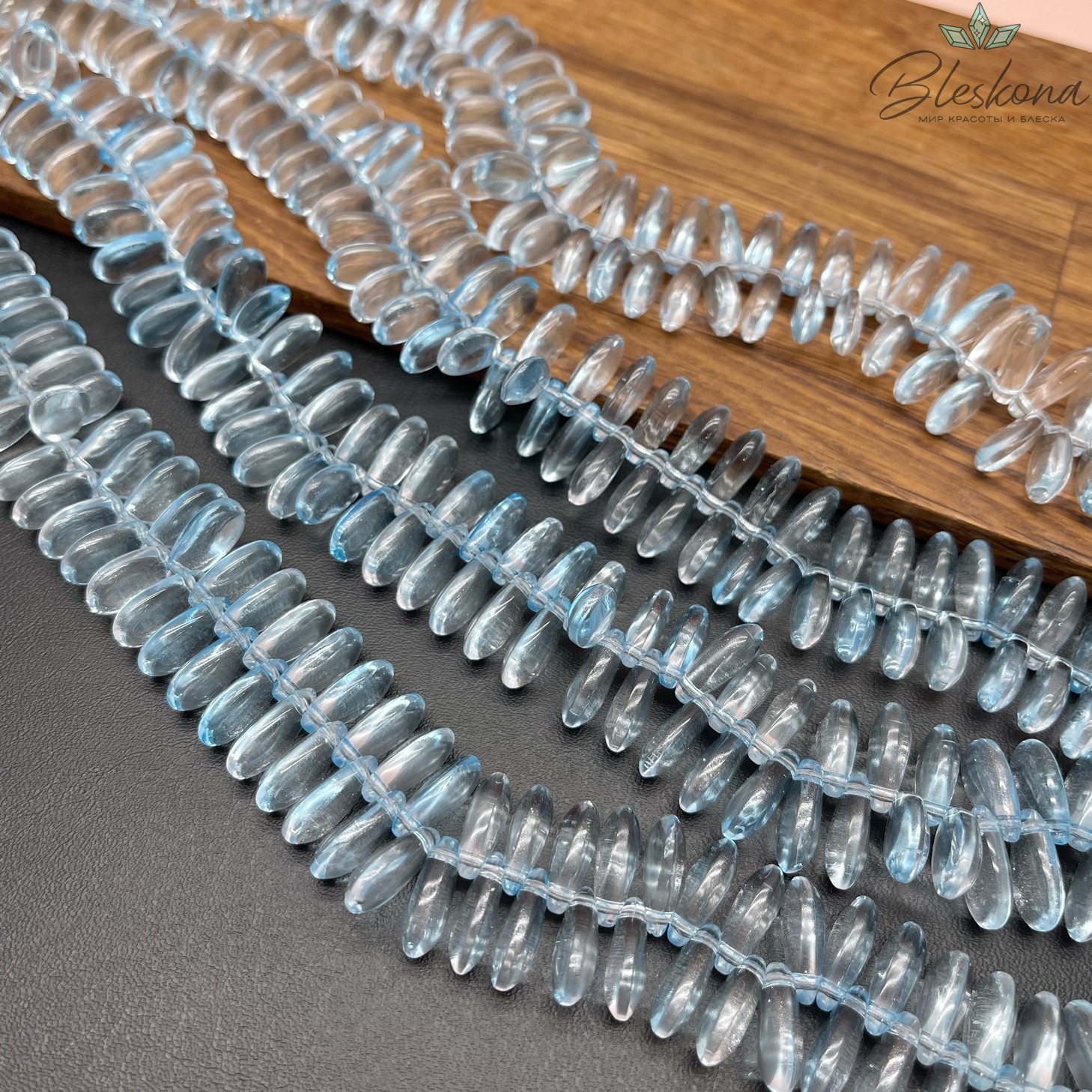 7,5*13,5 мм Стекло Lux, капля, цвет голубой прозрачный