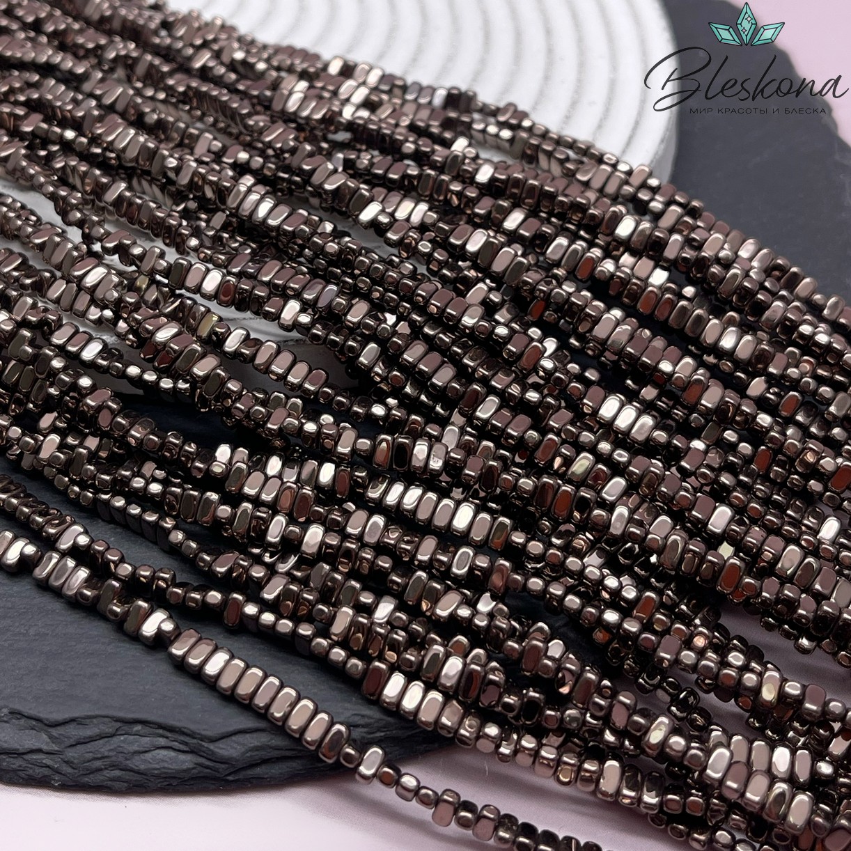 4*2 мм Гематин плоский прямоугольник, коричневый №1 (шоколадный), имитация