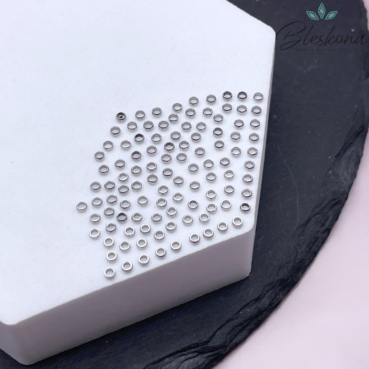 2 мм Цвет серебро, Кримпы (зажимные бусины) уп. 1 гр.