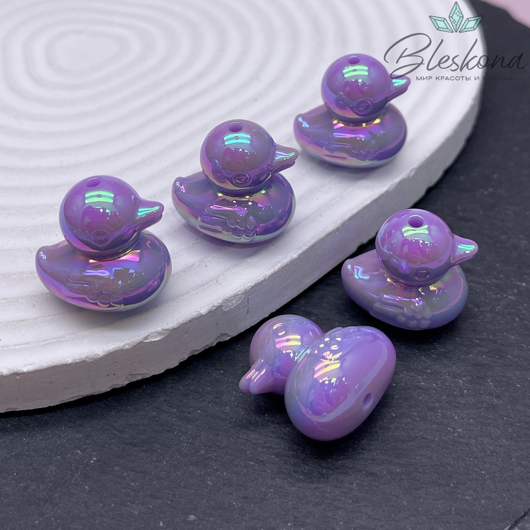 22*21 мм Бусина Уточка фиолетовая с переливом