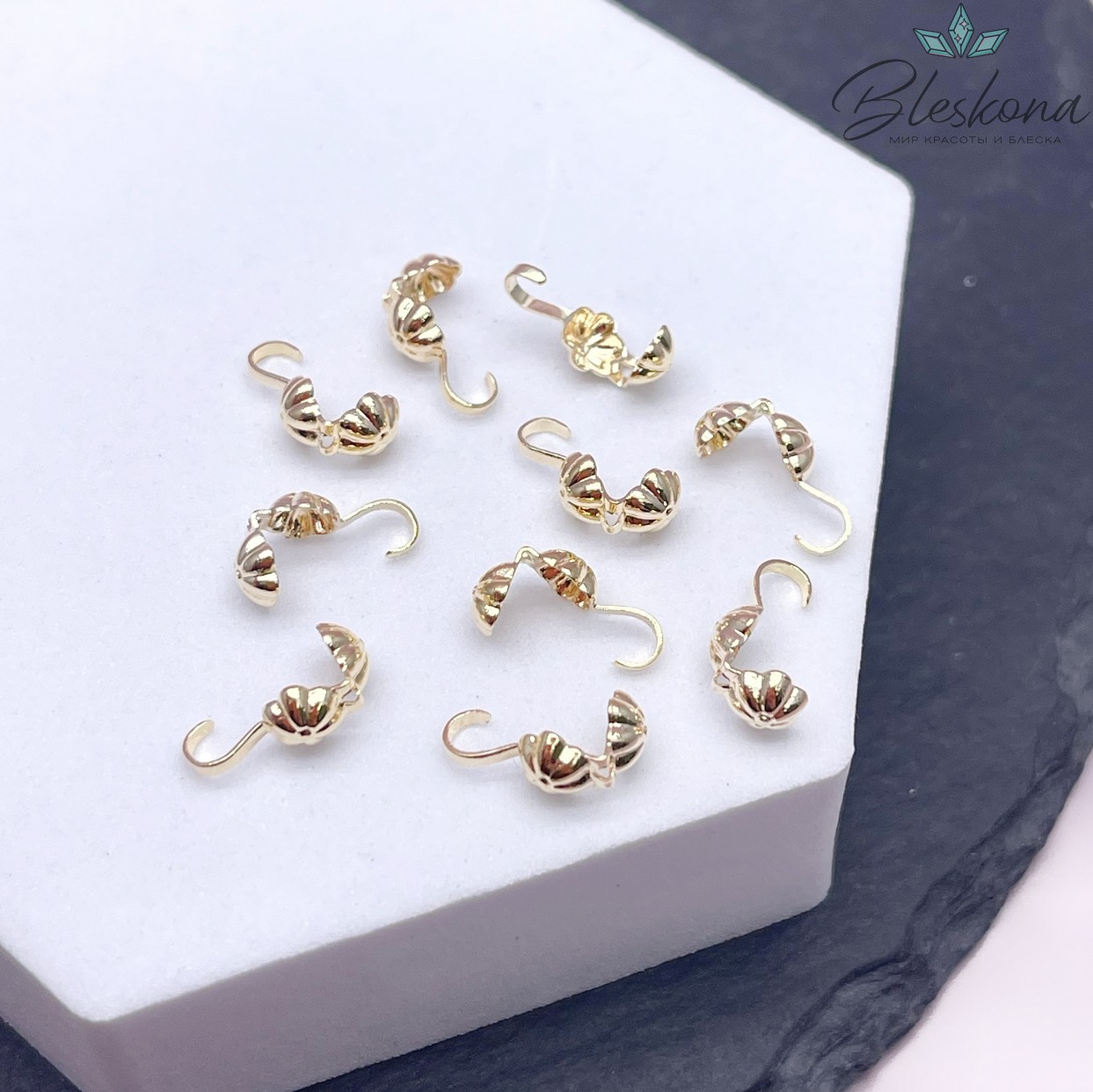 10,5*5 мм Цвет золото, Каллоты цветочек уп. 10 шт.