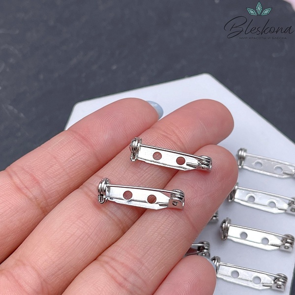 22*5 мм Цвет серебро, Японская булавка для броши с фиксатором 