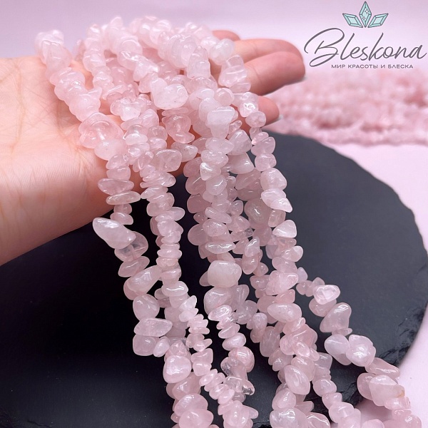 Крошка Розовый кварц ширина бусин ~ 6-13 мм