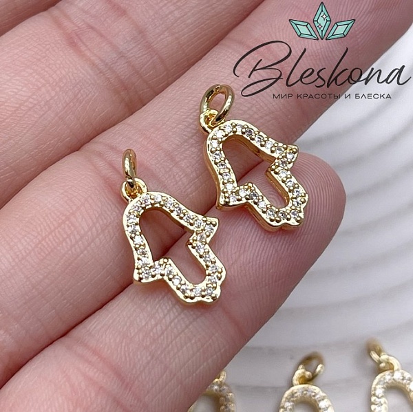 16,5*11 мм Цвет золото, Подвеска Рука Фатимы цирконы