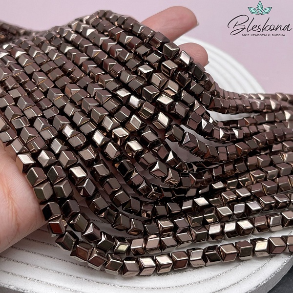 6 мм Гематин имитация, цвет коричневый №1 (шоколадный), геометрия