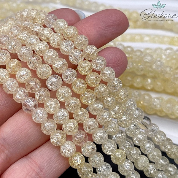 Кварц снежный бледно- желтый  (имитация)  6 мм