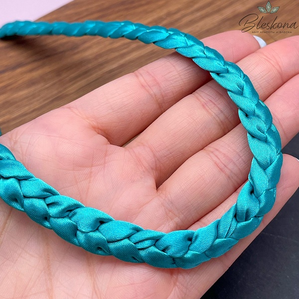 Шнурок косичка под кулон цвет бирюзовый, золото 40 см