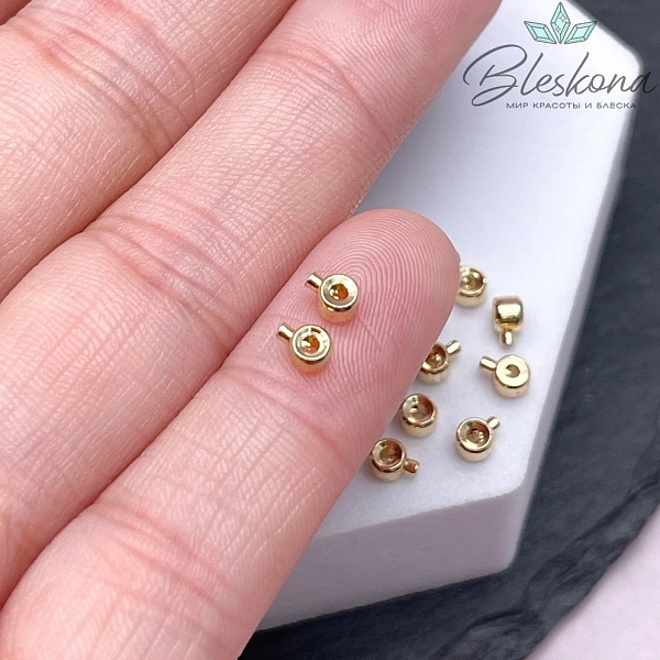 3 мм Цвет золото, Кримпы One Touch Люкс уп.10 шт.