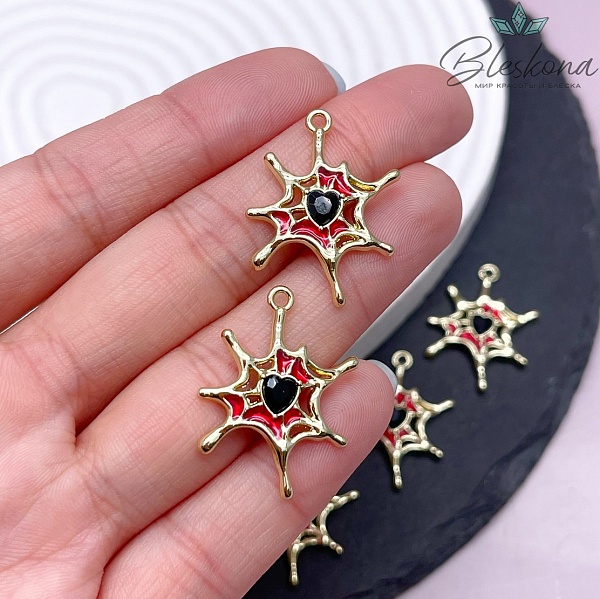 28*24,5 мм Цвет светлое золото, Подвеска Паутина