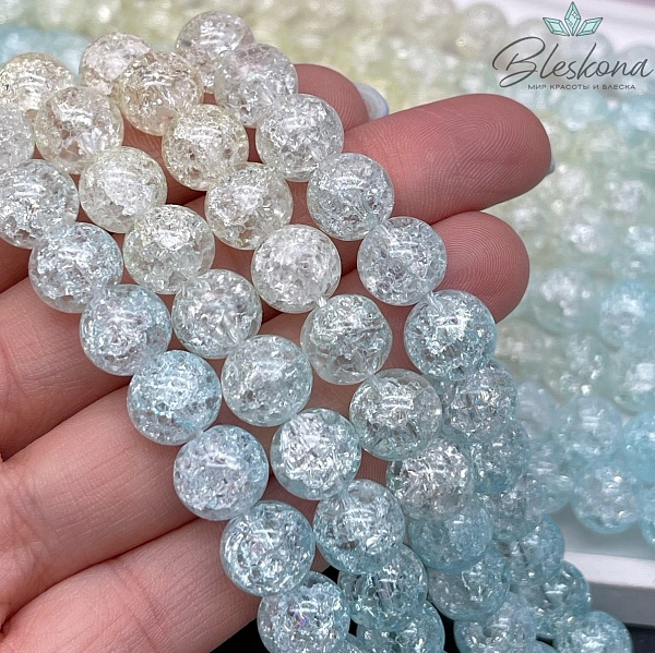 Кварц снежный желто- голубой (имитация) 10 мм