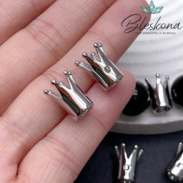 12,5*9,5 мм Цвет серебро, Бусина Корона гладкая