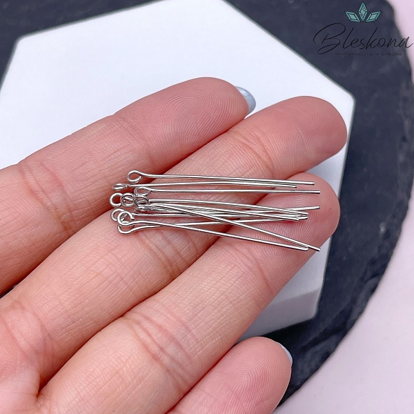 3,5 см*0,7 мм Цвет серебро, Пины петелька жесткие уп. 10 шт.