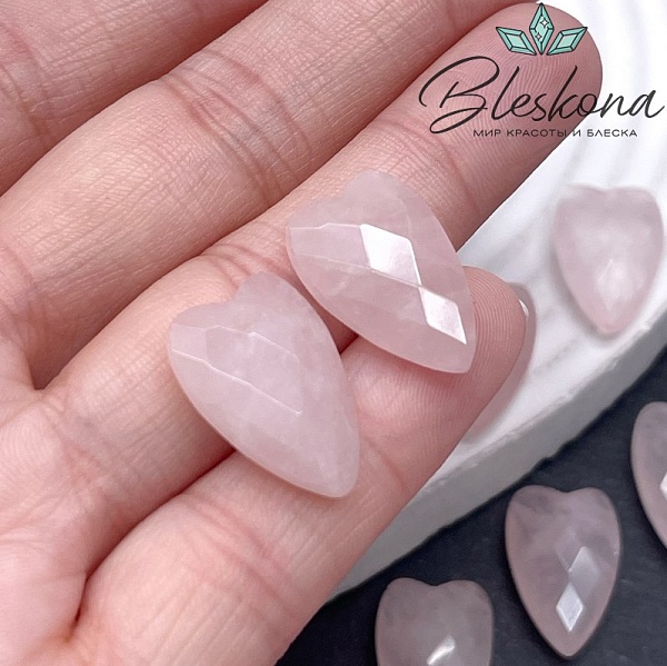 20*12 мм,Подвеска Сердце Розовый кварц алмазная огранка