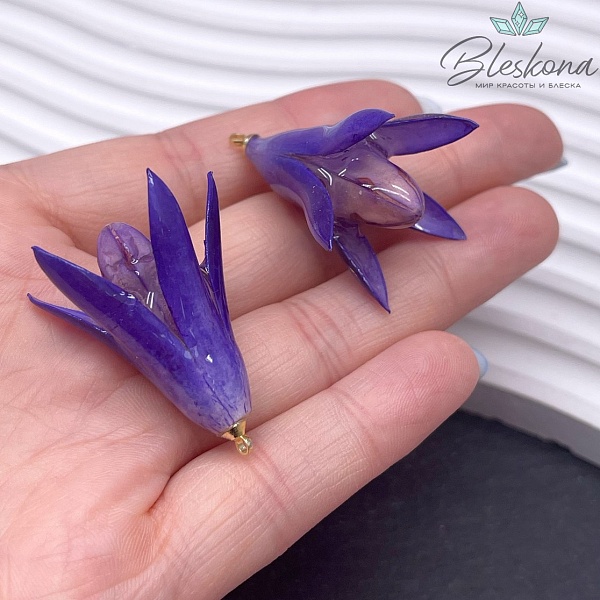 35-42 мм Подвеска Магнолия в эпоксидной смоле фиолетовая