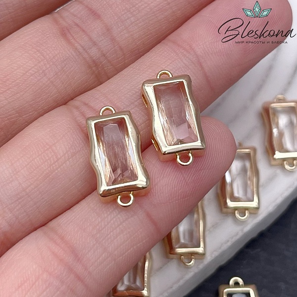 17,5*8,5 мм Цвет золото, Коннектор прямоугольник белый циркон