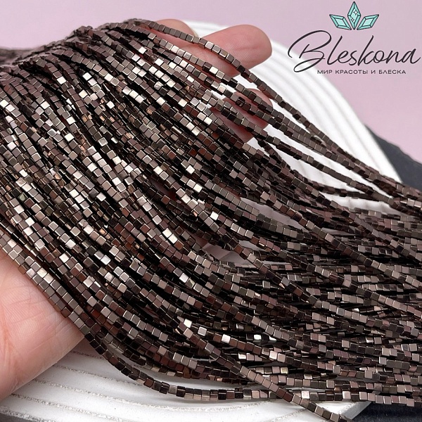 2 мм Гематин имитация, цвет коричневый №1 (шоколадный), куб