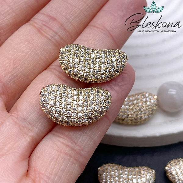 22*12,6 мм Цвет золото, Бусина цирконы 