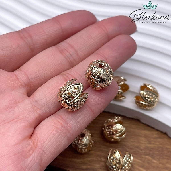 12*13 мм Цвет золото, Концевик тюльпан