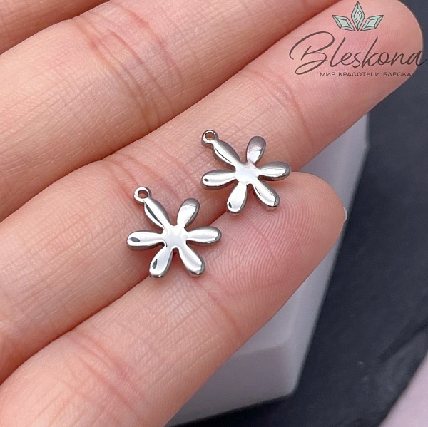 12,5*9,4 мм Цвет серебро, Подвеска Цветочек