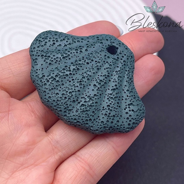 Лава Вулканическая Подвеска ракушка, цвет морской волны 45*58 мм