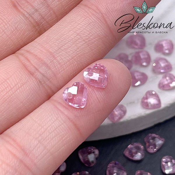 6 мм, Подвеска Циркон сердце розовое (кубический цирконий, фианит) 