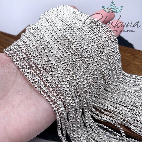 3 мм Гематин имитация, цвет светлое серебро 