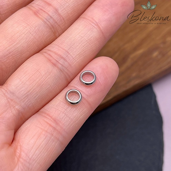 Бусина разделитель сталь, цвет серебро 6*2 мм 