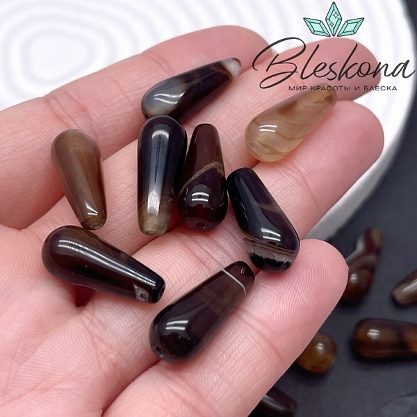 Агат коричневый капля 20*8 мм (штучно)