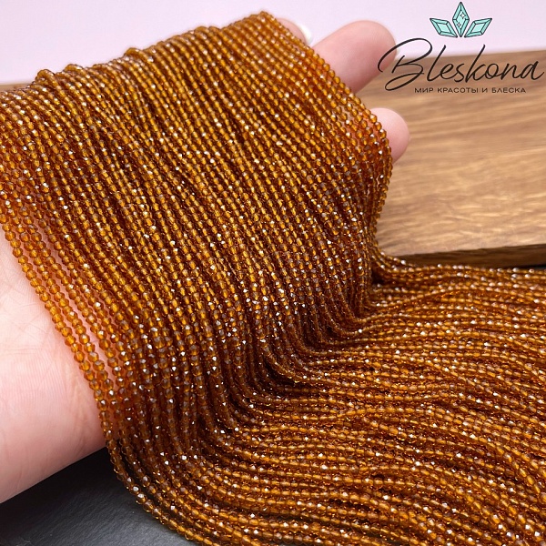 2 мм Бусины стекло коричневое алмазная огранка