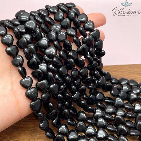 Сердца Обсидиан черный 10*10*5 мм