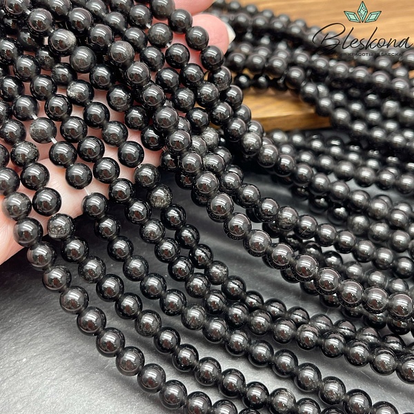 Обсидиан серебристый 6 мм AB