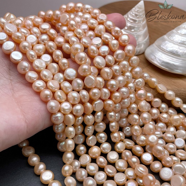 Жемчуг полусфера персиковый 7,5-8 мм 