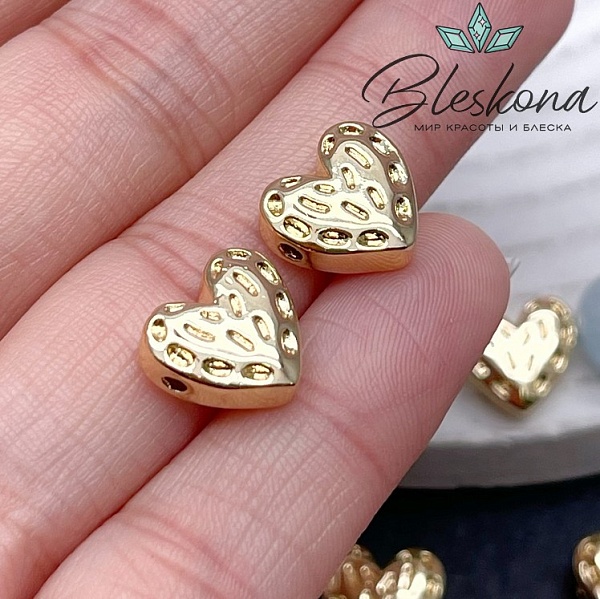 12*11 мм Цвет золото, Бусина сердце точки