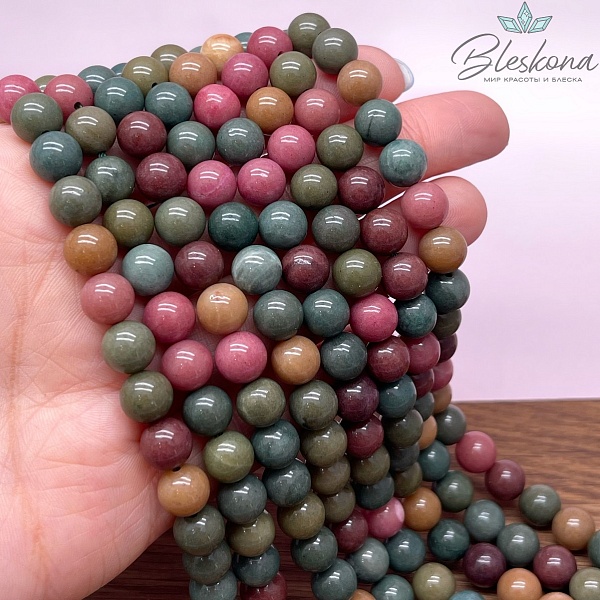 Агат микс №2 (тонированный) 8 мм 