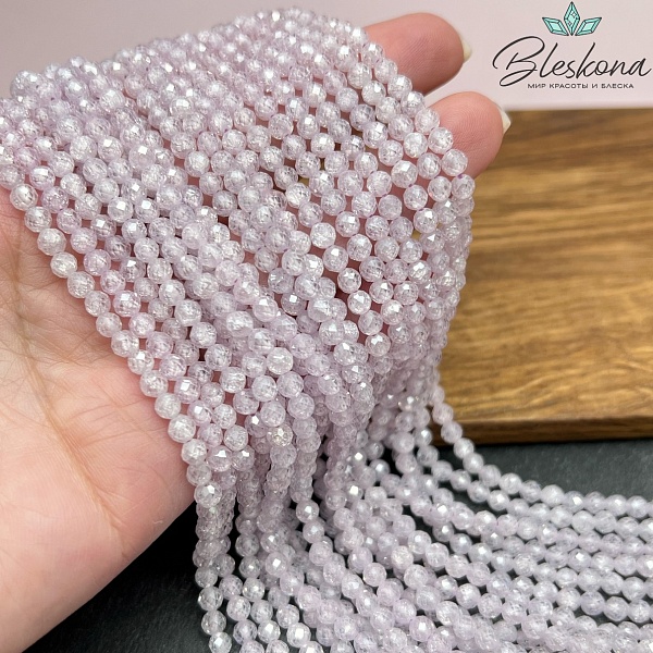 Циркон Glow лавандовый огранка 4 мм (кубический цирконий, фианит) 